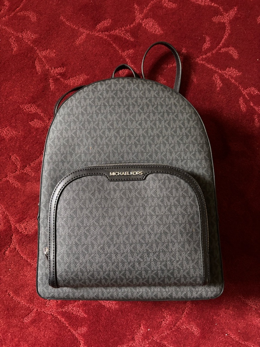 Michael Kors Gray MK Logo Backpack with Black Trim